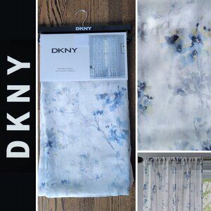 DKNY 2 Panels SHEER Window Curtain Drapes ~ LYRIC Floral ~ Blue/Yellow ~ 50x96